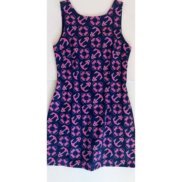 Macbeth Collection Dress Women’s Medium Margaret Joseph’s Nautical Navy Pink - Picture 2 of 8